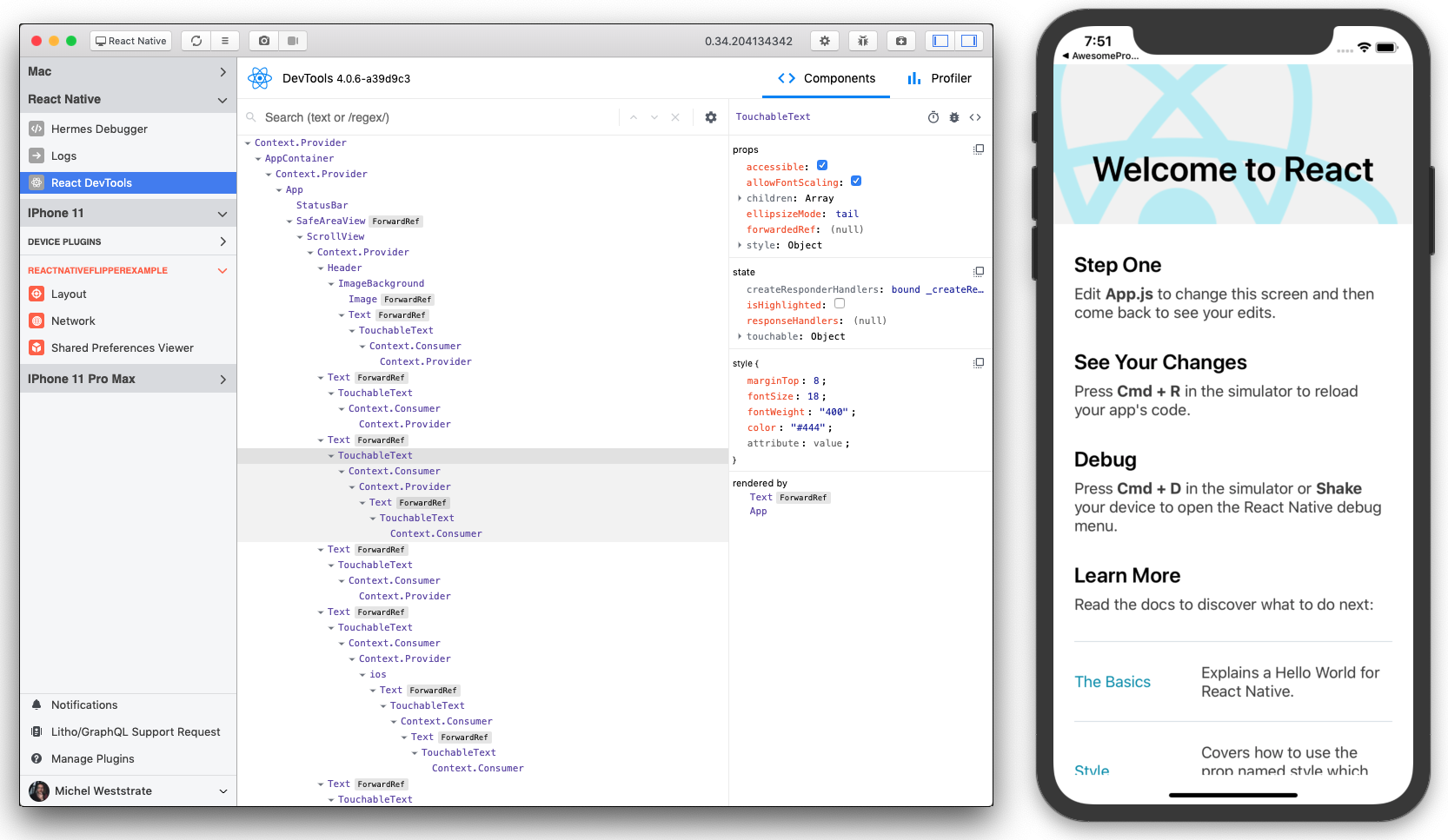 React Native + React DevTools