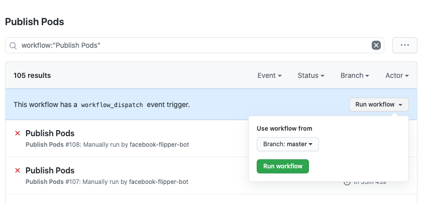 Manually triggering a workflow